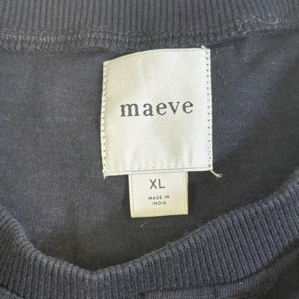 Maeve Smocked Muscle Top Women XL Black Excellent Mixed Media Cotton Tee - Picture 5 of 8